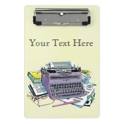 Old Fashioned Purple Typewriter Books for Writers Mini Clipboard