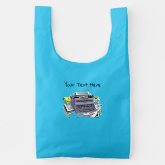 Old Fashioned Purple Typewriter Paper Pencils Book Reusable Bag