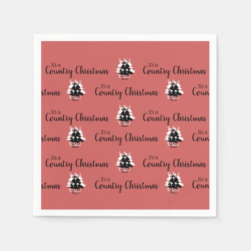 Old Fashioned Red Christmas Trees  Napkins