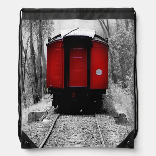 Old Fashioned Red Steam Train Drawstring Bag