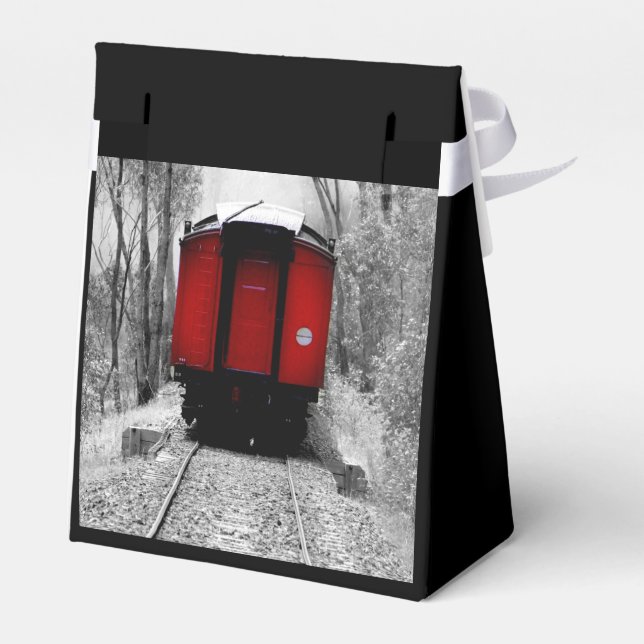 Old Fashioned Red Steam Train Favor Boxes (Back Side)