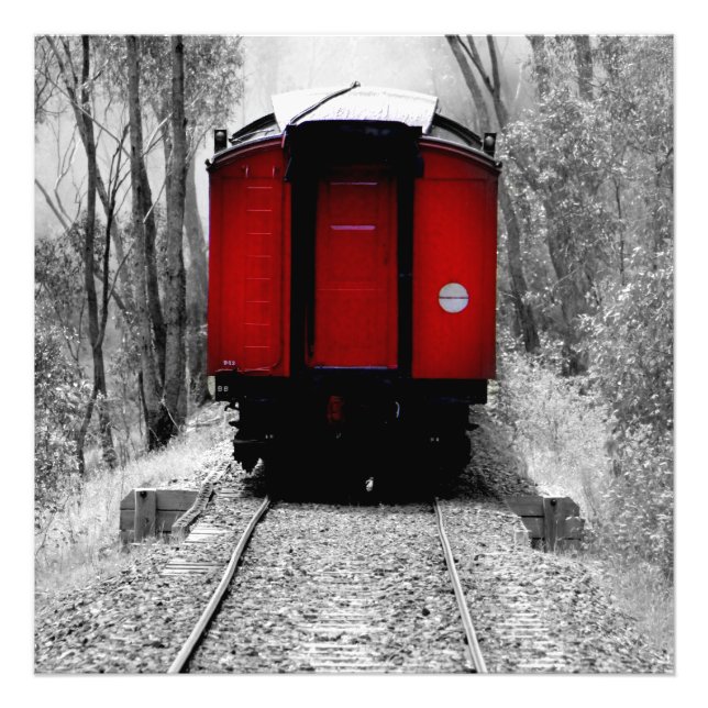 Old Fashioned Red Steam Train Photo Print (Front)