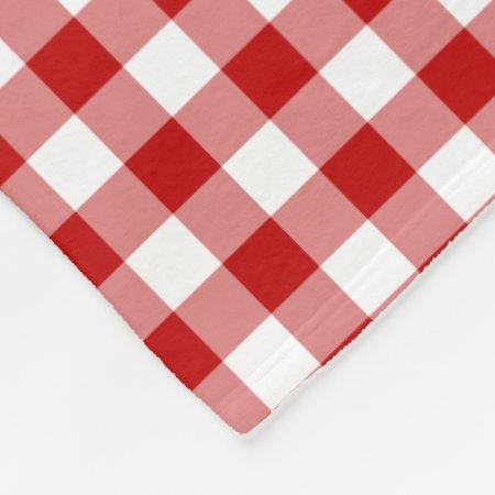 Old Fashioned Red & White Gingham Checked Pattern Fleece Blanket