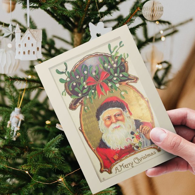 Old Fashioned Retro Christmas Santa Claus Amela Holiday Postcard (Creator Uploaded)
