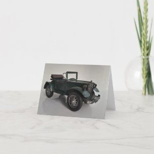 old-fashioned retro convertible car letterpress thank you card