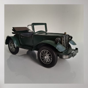 old-fashioned retro convertible car poster
