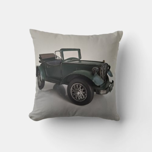 old_fashioned retro style convertible car throw pillow