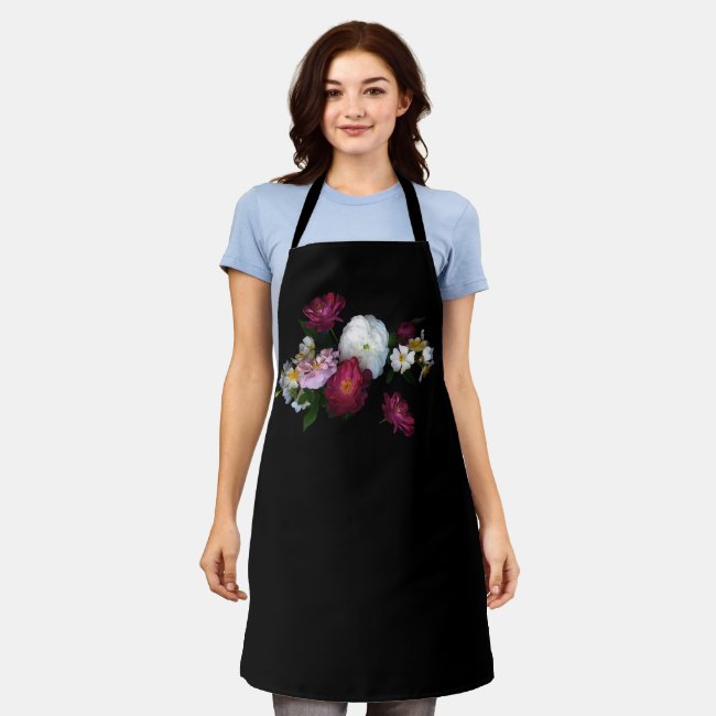 Old Fashioned Rose Flowers Floral Apron