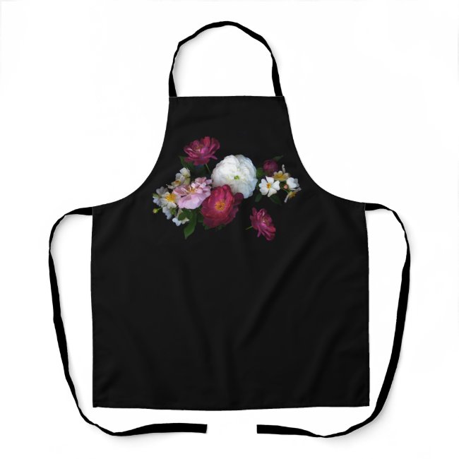 Old Fashioned Rose Flowers Floral Apron