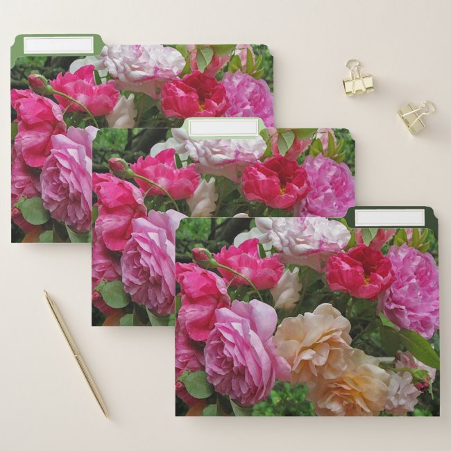 Old Fashioned Rose Garden Flowers File Folder Set