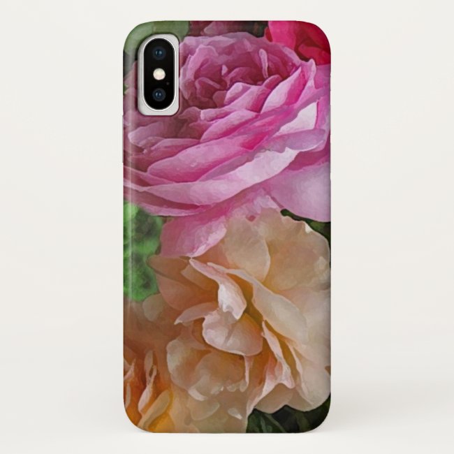 Old Fashioned Rose Garden Flowers iPhone X Case