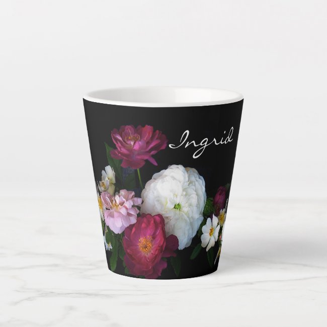 Old Fashioned Rose Garden Flowers Latte Mug