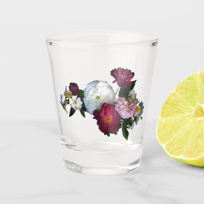 Old Fashioned Roses Garden Flowers Shot Glass
