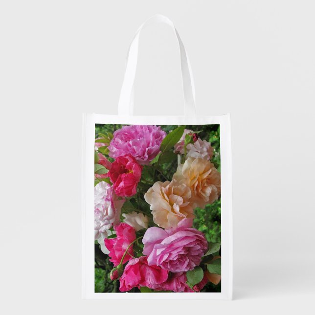 Old Fashioned Roses Grocery Bag (Front)