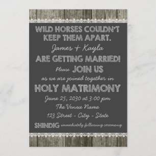 Old Fashioned Rustic Country Chalkboard Wedding Invitation