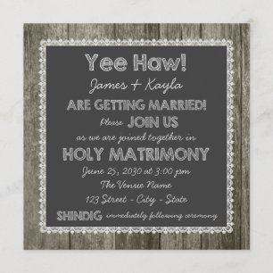 Old Fashioned Rustic Country Chalkboard Wedding Invitation