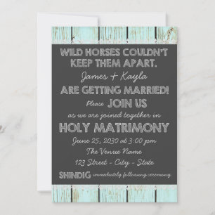 Old Fashioned Rustic Country Chalkboard Wedding Invitation