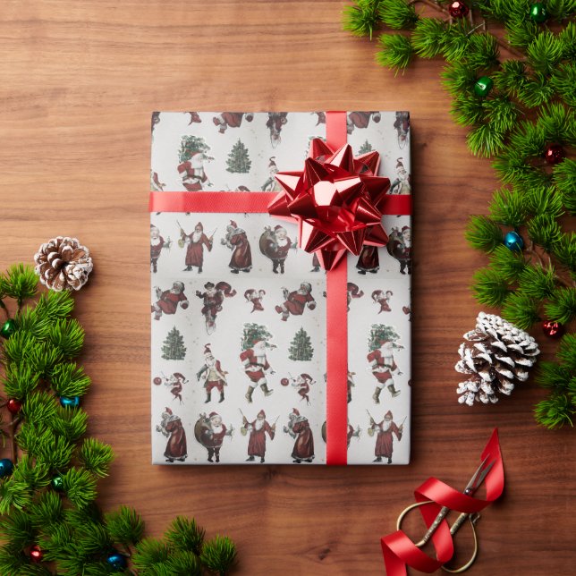 Old-Fashioned Santa Christmas Wrapping Paper (Holiday Gift)