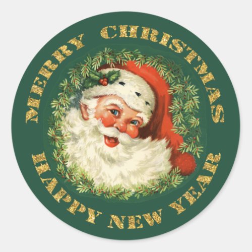 Old Fashioned Santa Claus Christmas Classic Round Sticker