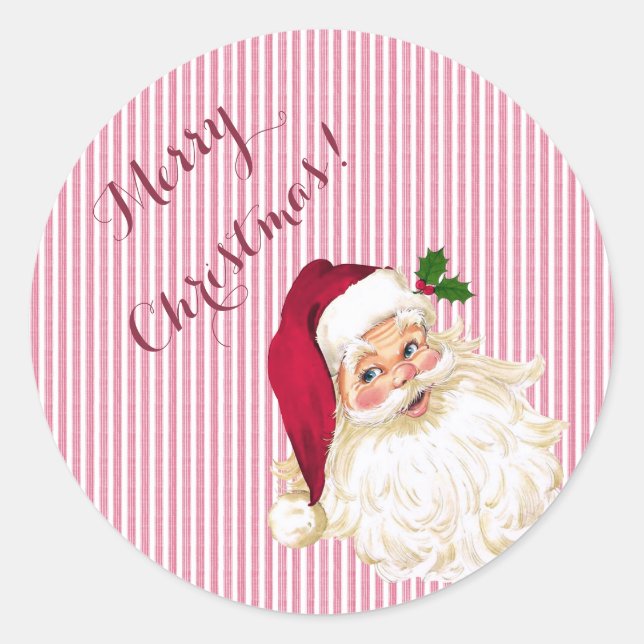 Old Fashioned Santa Claus Classic Round Sticker (Front)