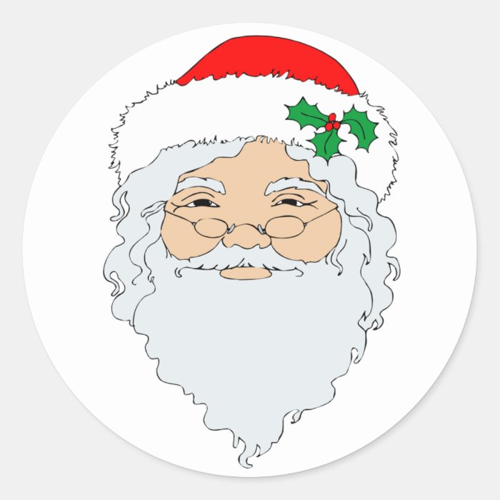 Old Fashioned Santa Claus Face Classic Round Sticker | Zazzle