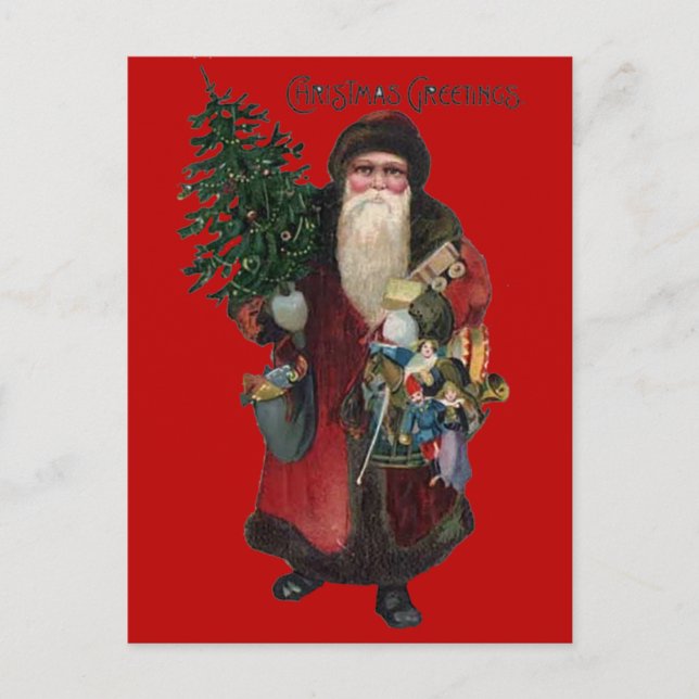 Old Fashioned Santa Claus Holiday Postcard (Front)