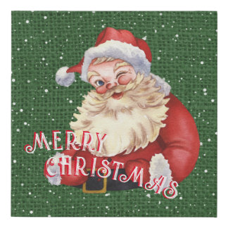 Old Fashioned Santa Claus Merry Christmas Faux Canvas Print
