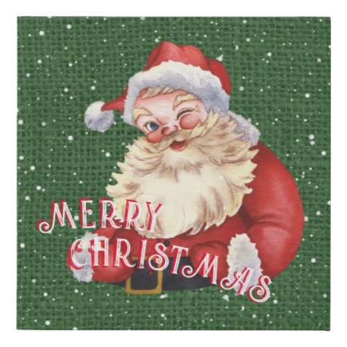 Old Fashioned Santa Claus   Merry Christmas  Faux Canvas Print