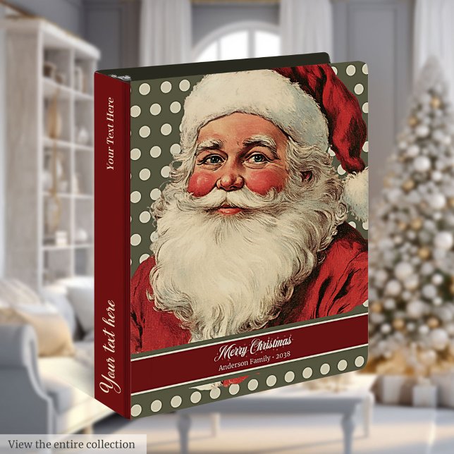 Old Fashioned Santa Claus Recipe Organizer 3 Ring Binder (Old Fashioned Santa Claus Recipe Organizer)