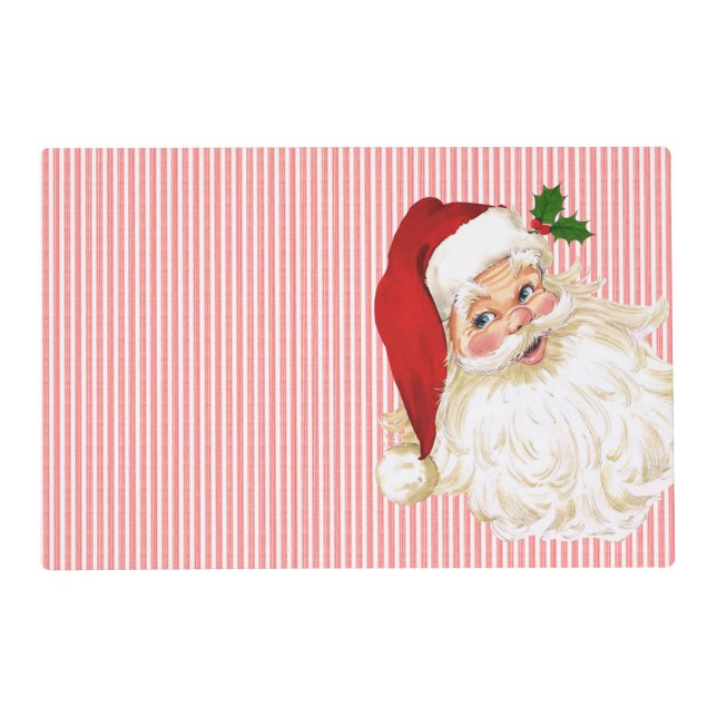 Old Fashioned Santa Claus Red & White Stripe Placemat (Front)