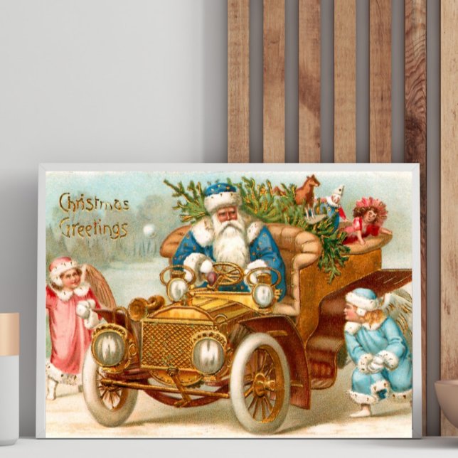 Old-Fashioned Santa Sleigh & Angels Holiday Poster (Creator Uploaded)