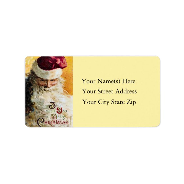 Old Fashioned Santa Vintage Address Label (Front)