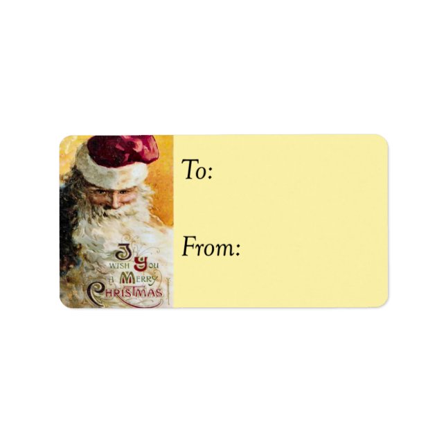 Old Fashioned Santa Vintage Gift Tag (Front)