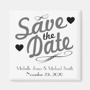 Old Fashioned Save The Date Magnet (Gray / Black)
