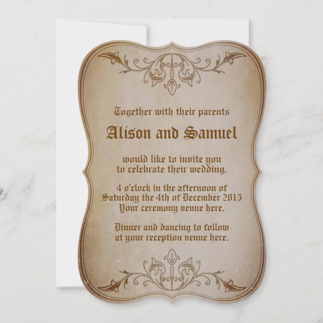 Old Fashioned Sepia Wedding Invitation (Front)