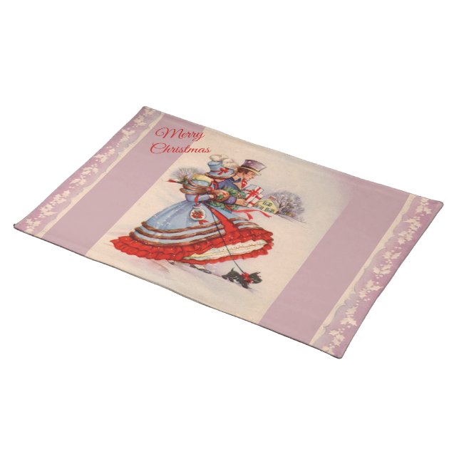 Old Fashioned Shopping Christmas Placemat (On Table)