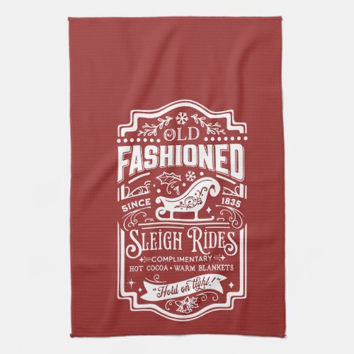 Old Fashioned Sleigh Rides Christmas Kitchen Towel