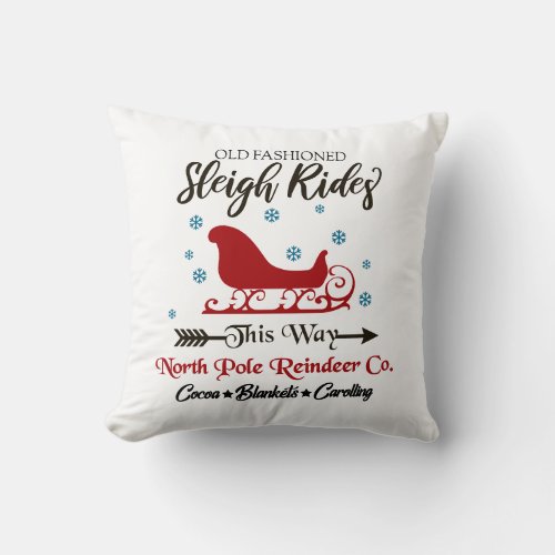 Old Fashioned Sleigh Rides Christmas Throw Pillow