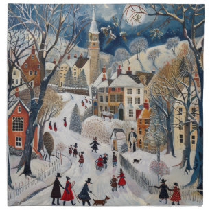 Old Fashioned Small Town Christmas Cloth Napkin