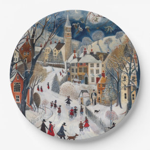 Old Fashioned Small Town Christmas Paper Plates