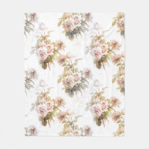 Old fashioned soft rose pink bouquet pattern flora fleece blanket