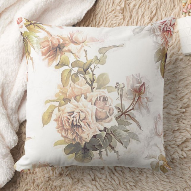 Old fashioned soft rose pink bouquet pattern flora throw pillow (Creator Uploaded)