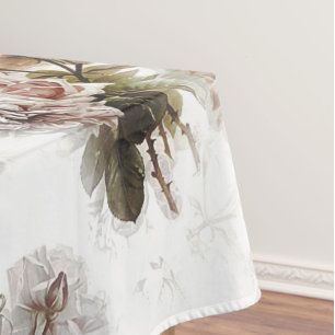 Old fashioned soft rose pink gray bouquet pattern  tablecloth
