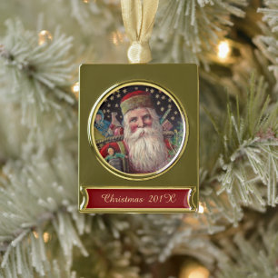 Old Fashioned St Nicholas Gold Plated Banner Ornament