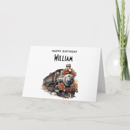 Old_Fashioned Steam Train Birthday Card