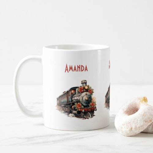 Old_Fashioned Steam Train Retro Christmas Coffee Mug