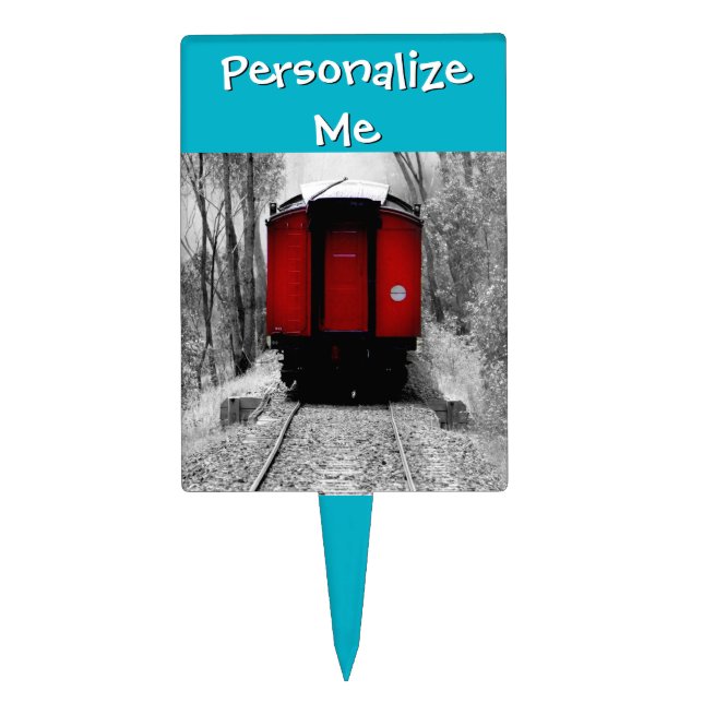 Old Fashioned Steam Train with Red Caboose Cake Topper (Front)