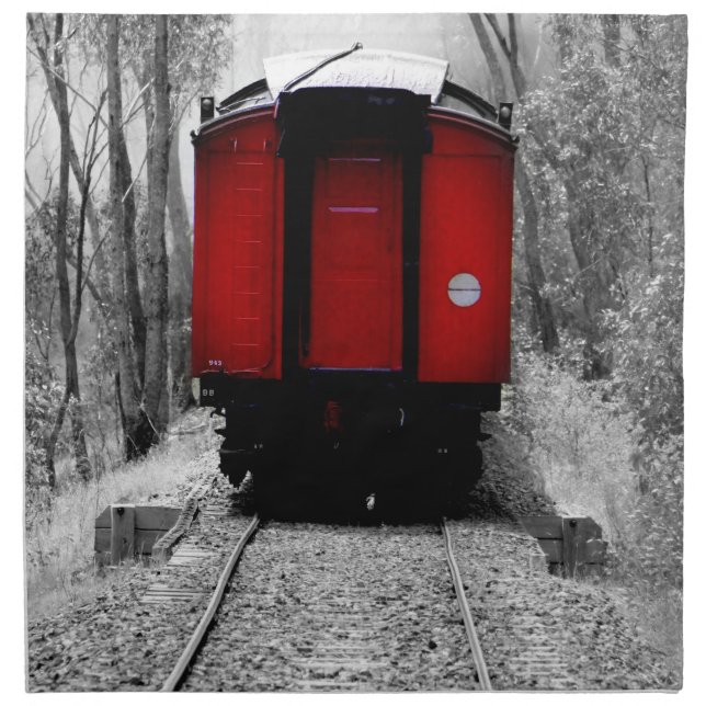 Old Fashioned Steam Train with Red Caboose Cloth Napkin (Front)