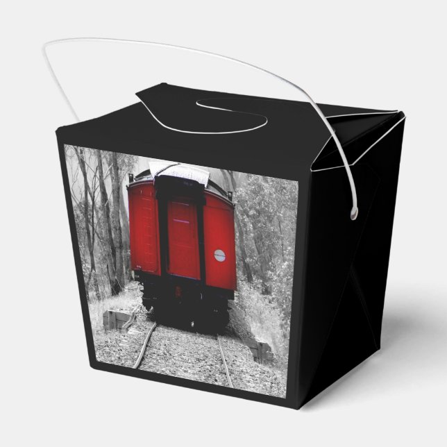 Old Fashioned Steam Train with Red Caboose Favor Boxes (Back Side)