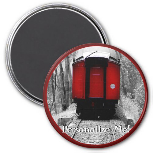 Old Fashioned Steam Train with Red Caboose Magnet